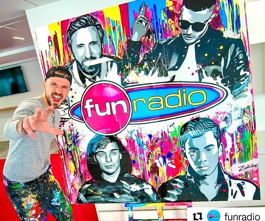 Tableau Fun Radio par Zoulli Art avec David Guetta et Martin Garrix